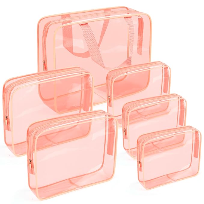 APREUTY Clear Makeup Bags, TSA Approved 6 Pcs Cosmetic Makeup Bags Set Clear PVC by WelcometoAPREUTY