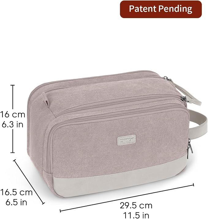 WANDF Toiletry Bag for Men Travel Toiletry Organizer Canvas and Leather Dopp - Image 6