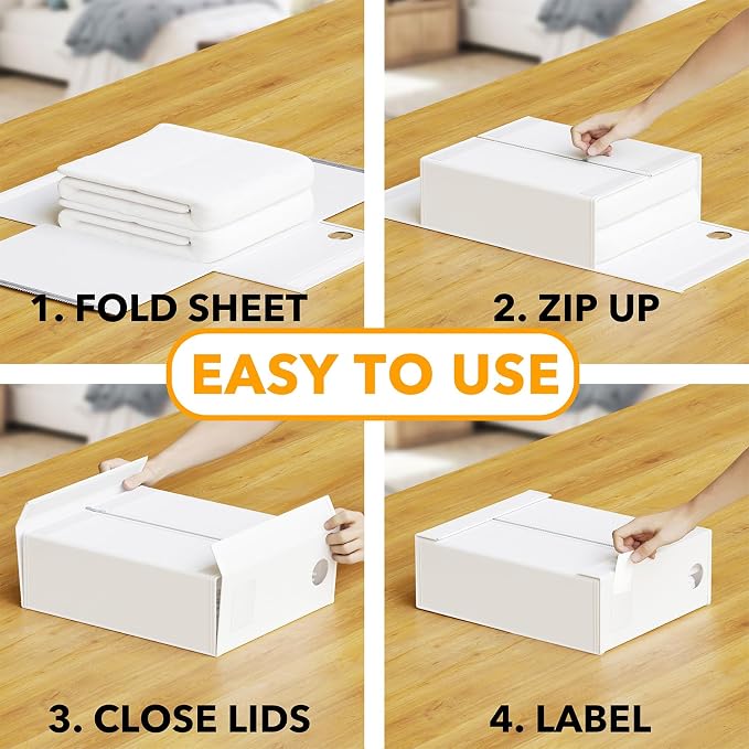 SpaceAid 3 Pack Bed Sheet Organizers and Storage, Foldable Sheet Organizer - Image 3