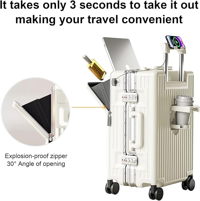 Zipperless Luggage, Polycarbonate Aluminum Hard Shell, Expandable Carry-On - Image 7