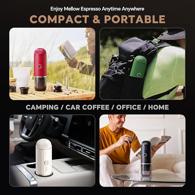 Portable Coffee Maker Travel Espresso Machine 120W Red Color, 19 Bar Pressure - Image 7
