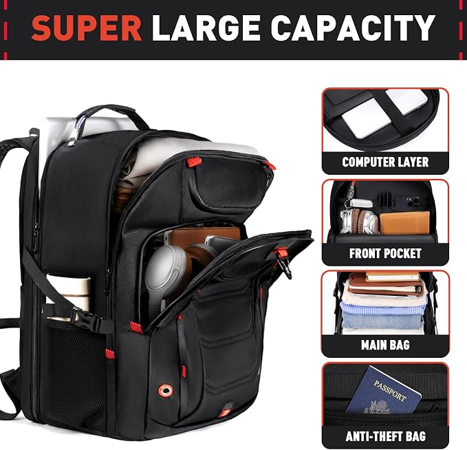 Z-MGKISS 55L Extra Large Travel Backpack, 18.4 Inch Laptop Backpack - Image 3