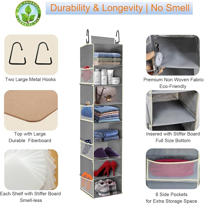 2 Pack Large-Sized Hanging Shoe Organizer 8-Shelf, Hanging Closet Organizer - Image 5