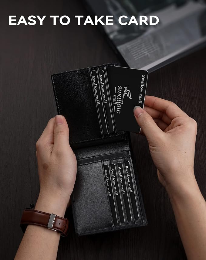Swallowmall Mens Wallet Rfid Blocking Leather Wallet - Image 6