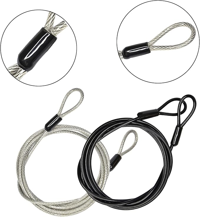 3mm 200CM/6.6ft Long Outdoor Travel Security Cable Lock, Braided Steel Coated - Image 2
