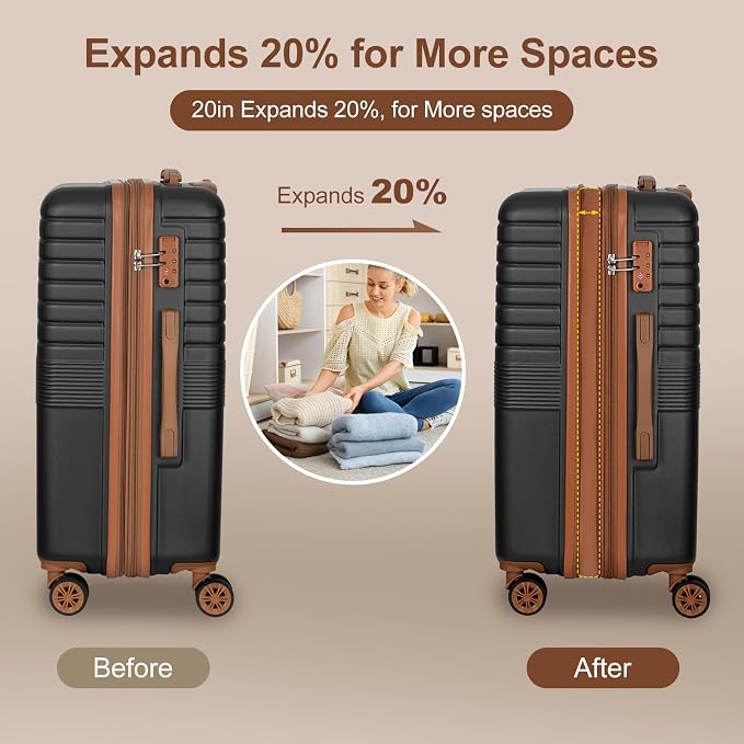 Romswi Luggage Sets 2 Piece, Expandable Carry On Luggage 20In - Image 4