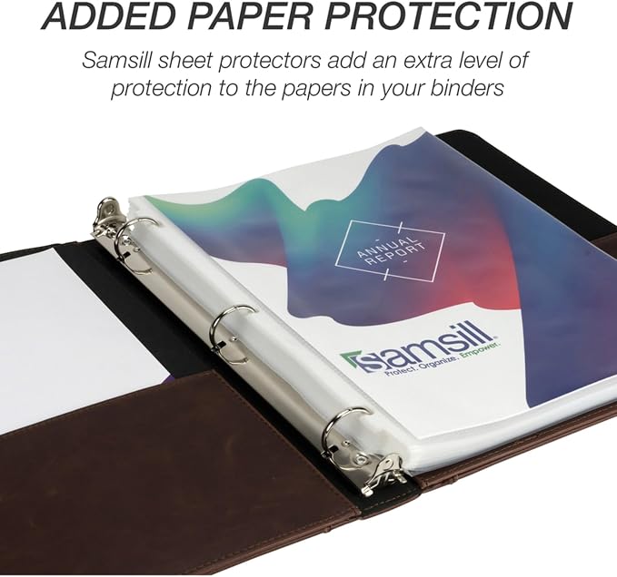 Samsill Vintage Leather 3 Ring Binder, Professional Organizer, 1 Inch Round Ring - Image 7
