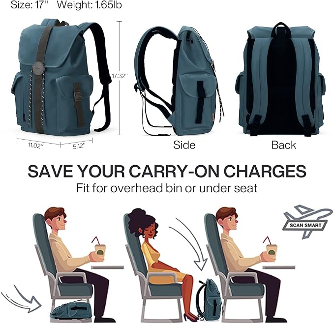 mixi Travel Laptop Backpack for Women & Men Carry On Backpack fits 16'' Laptop - Image 6