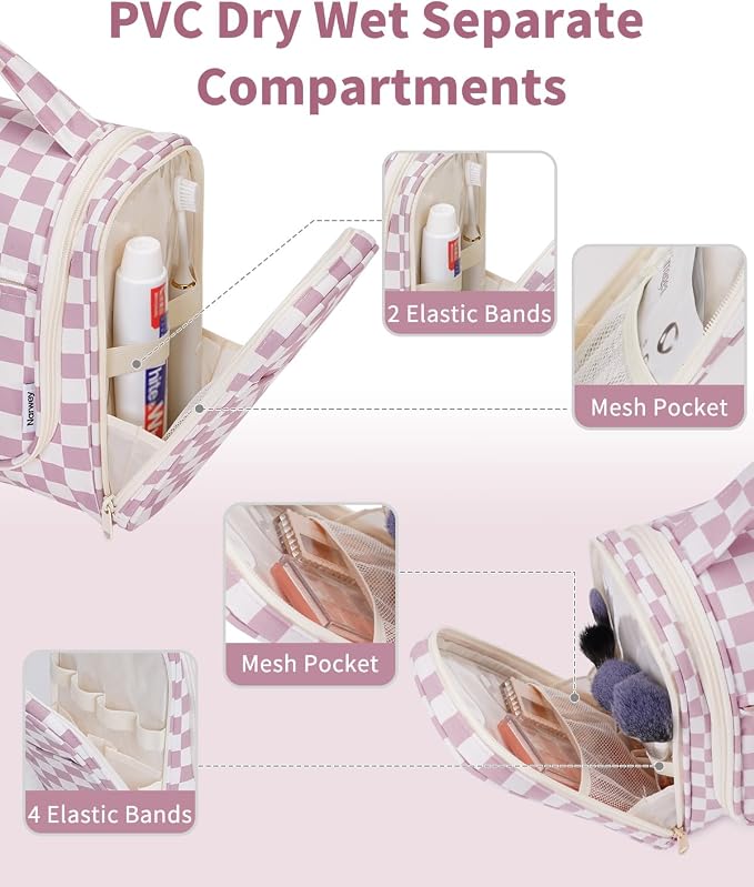 Narwey Hanging Toiletry Bag for Women Travel Makeup Bag Organizer Toiletries - Image 4