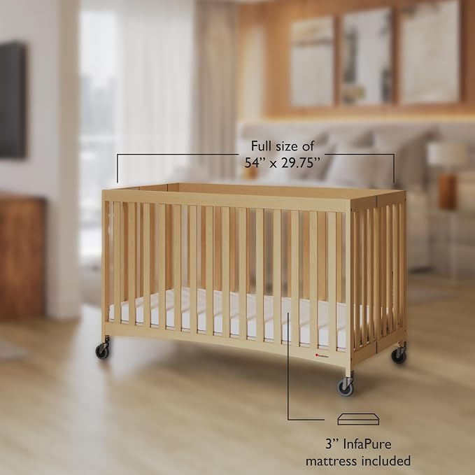 Foundations Full Size Travel Sleeper Folding Hotel Crib and Sheet Bundle - Image 3