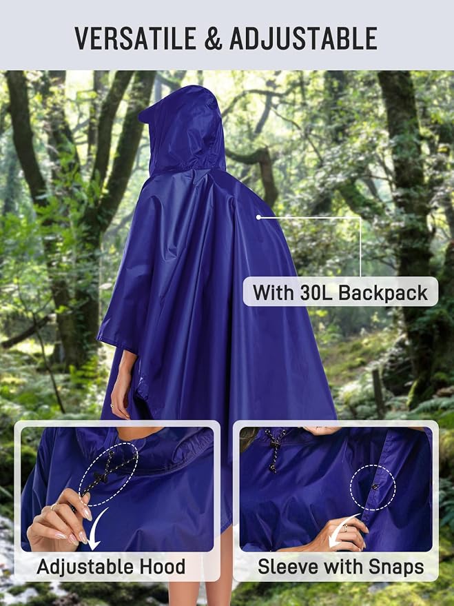 SaphiRose Hooded Rain Poncho Waterproof Raincoat Jacket - Image 6