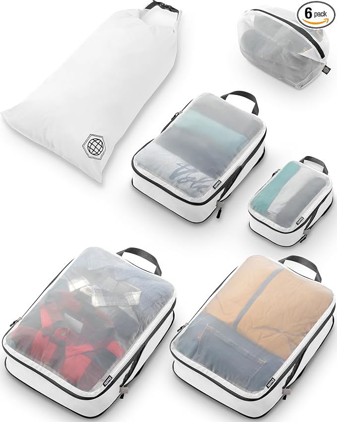 Large Packing Cube Set with See Through Mesh- Compression Packing Cubes Travel by TRIPPEDTravelGear