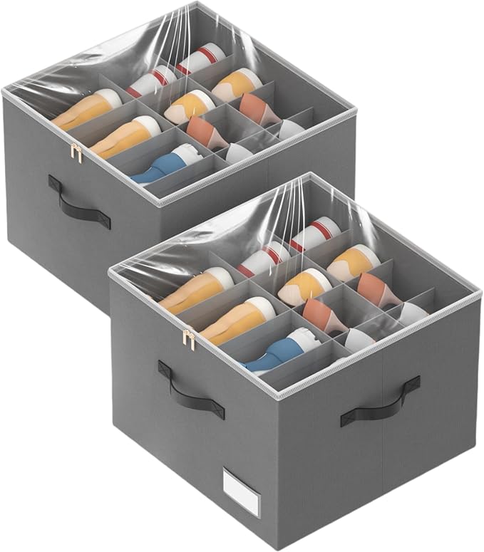Shoe Organizer for Closet, 2 Pack Foldable Shoe Storage Containers, Fits up - Image 8