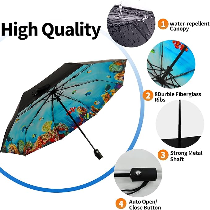 LLanxiry Compact Travel Umbrella, Mini Windproof Umbrellas - Image 4