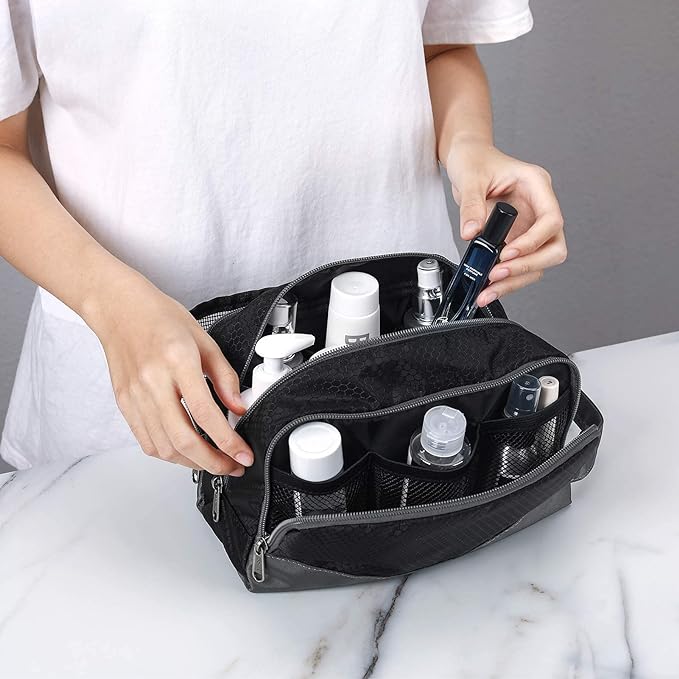Gonex Travel Toiletry Bag Nylon, Dopp Kit Shaving Bag Toiletry Organizer Black - Image 4