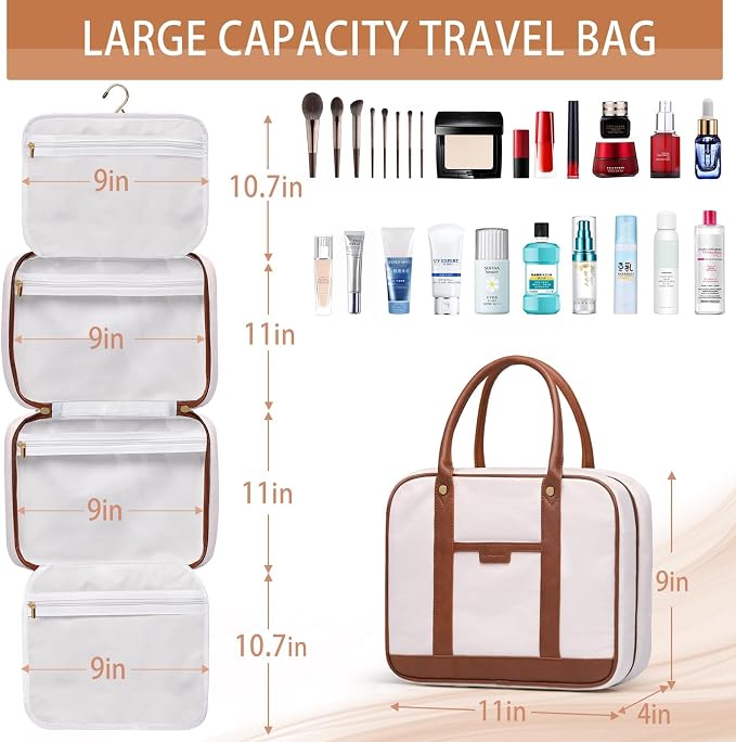 Hanging Travel Toiletry Bag, Large Capacity Cosmetic Travel Toiletry Organizer - Image 3