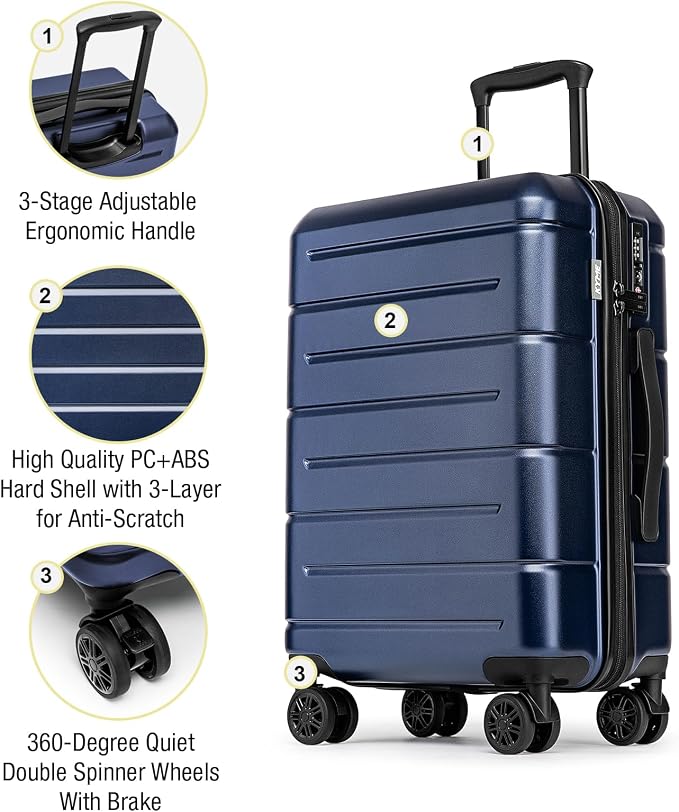 KYME Luggage Sets 3 Piece Hardshell 22in/26in/30in Suitcases - Image 4
