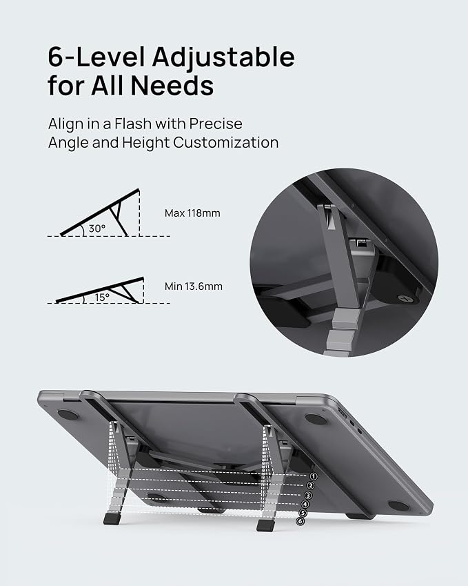 SODI Foldable Laptop Stand for Desk, Lightweight Portable Laptop Stand for - Image 3