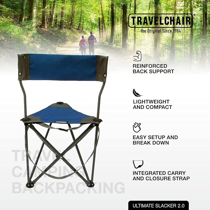 Travel Chair Ultimate Slacker, Quick Folding Tripod Stool - Image 4