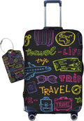 Trip Colored Graffiti Travel-Life Style Luggage Cover Washable Suitcase by Vridoyt