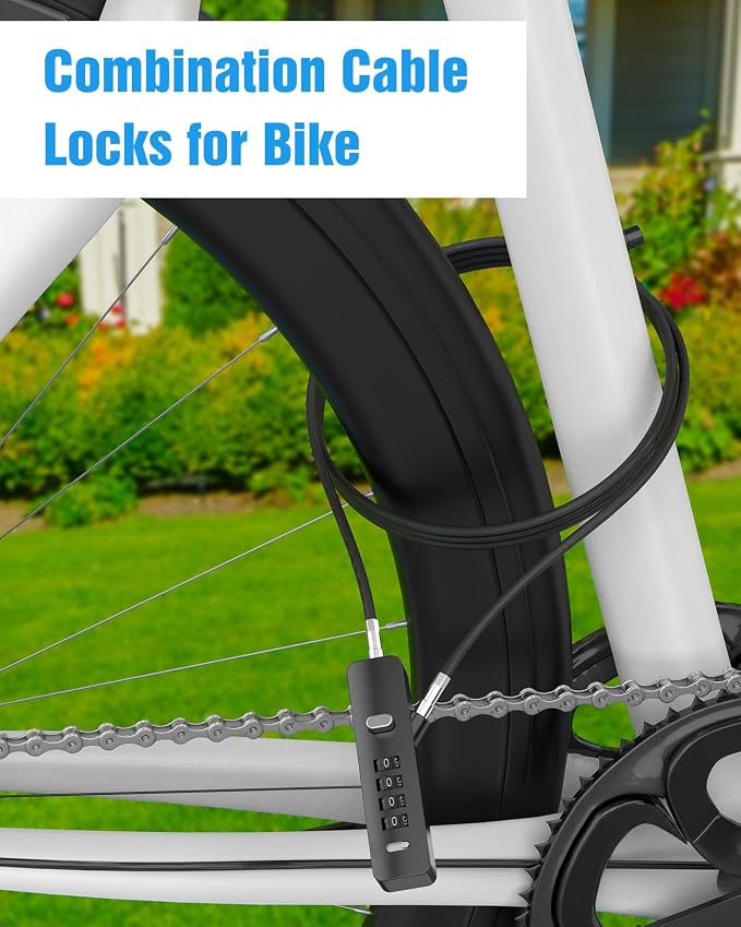 Combination Lock, 4-Digit Steel Cable Locks - Image 5