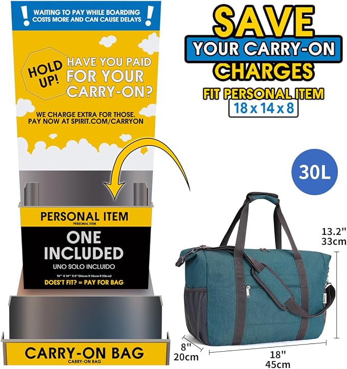 Narwey 18x14x8 Inches Travel Bag Spirit Airlines Frontier Personal Item - Image 2