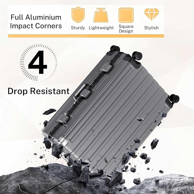 Krute Luggage 28 Inch Aluminum Frame Luggages TSA Lock No Zipper Checked - Image 4