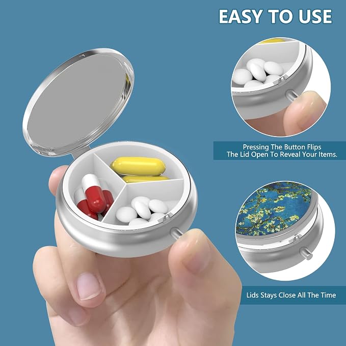 Pill Box 3 Compartment Medicine Pill Case, Portable - Image 4