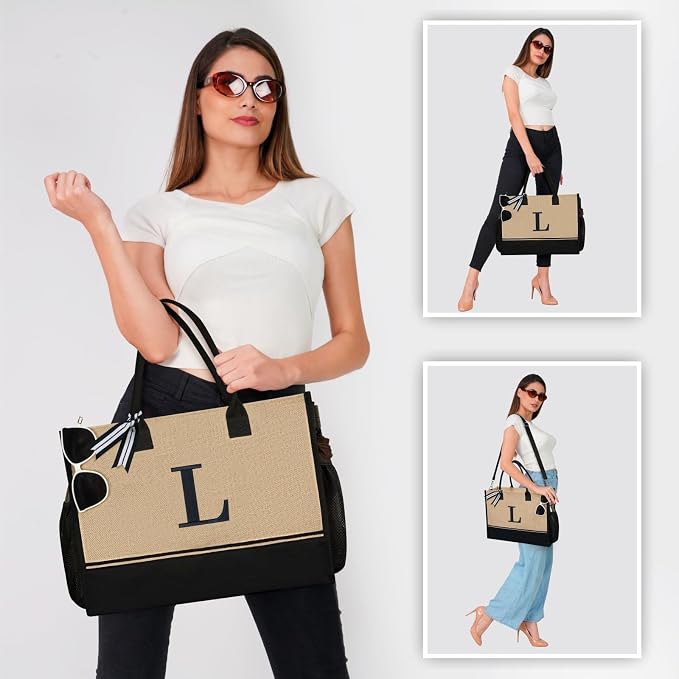 TOPDesign Personalized Initial Canvas Tote Bag, - Image 5