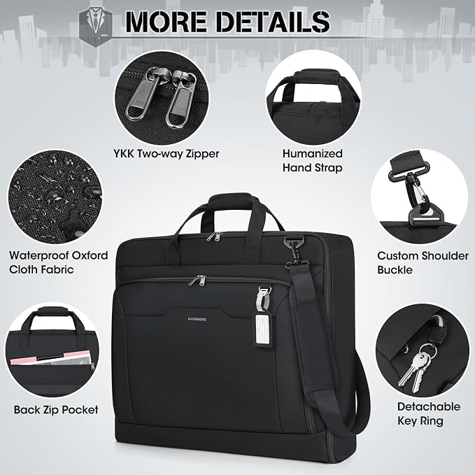 RAINSMORE Garment Bags for Travel Carry On Garment Bag for Hanging Clothes - Image 6