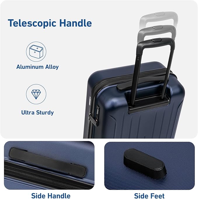 KYME Suitcase Hardshell With Double Spinner Wheels, PC+ABS TSA Lock Travel - Image 3