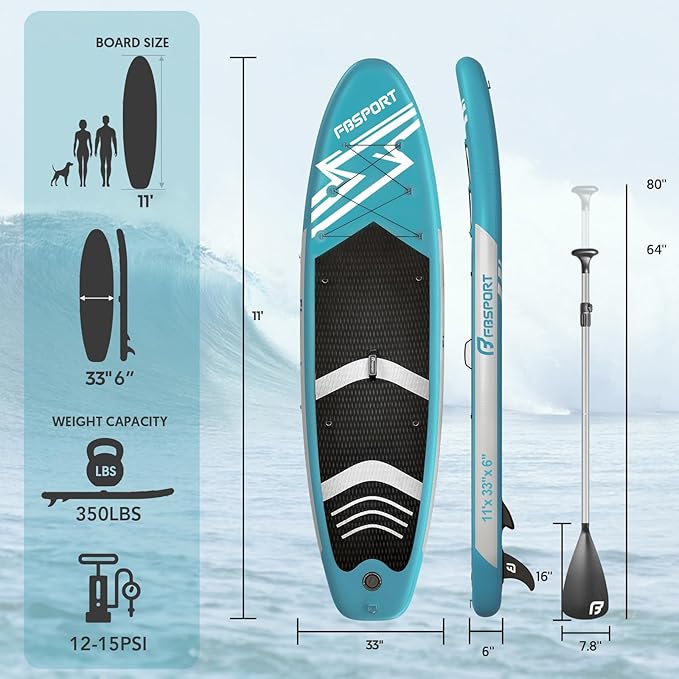 FBSPORT 11' Premium Stand Up Paddle Board, Yoga Board - Image 2