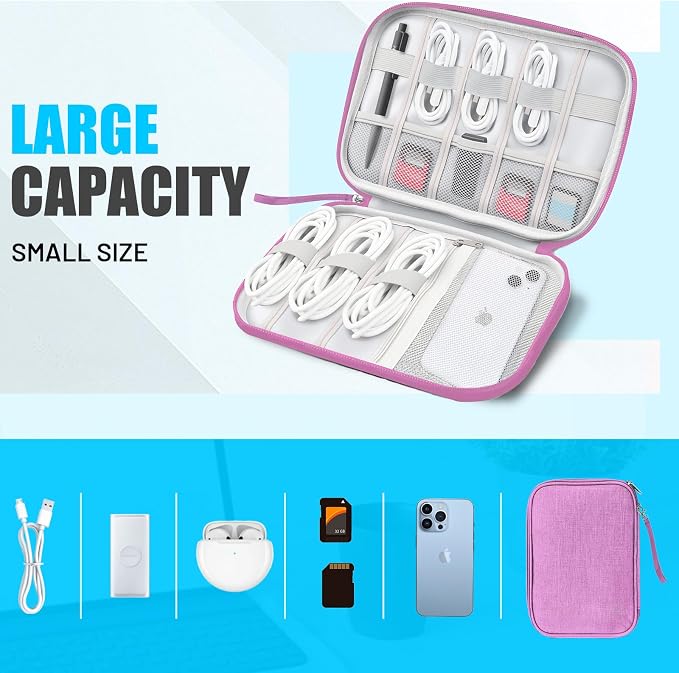 Travel Cable Organizer Bag, Electronics Organizer Tech Pouch - Image 6