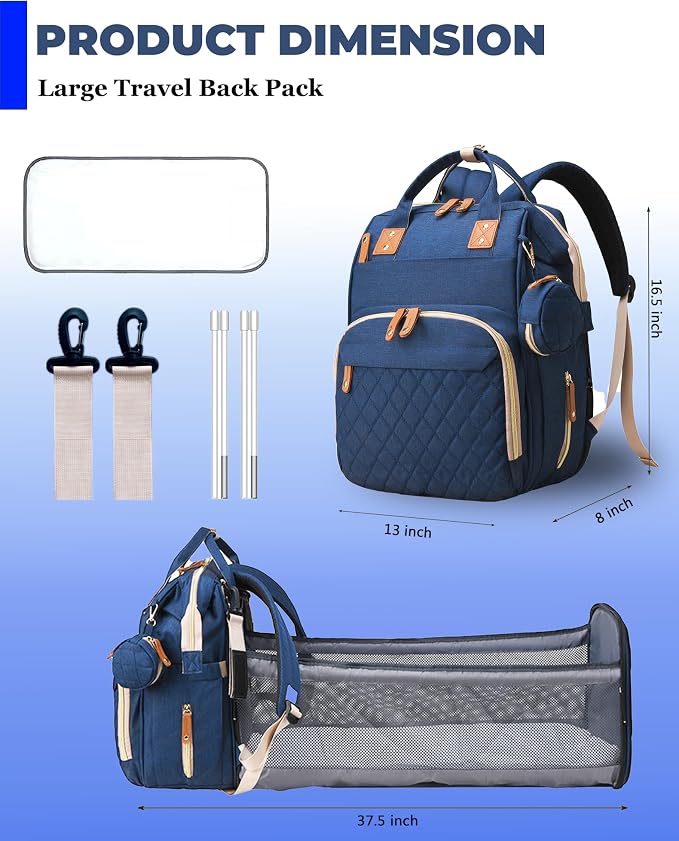 Diaper Bag with Changing Station, Waterproof 3 in 1 Baby Diaper Backpack with - Image 4