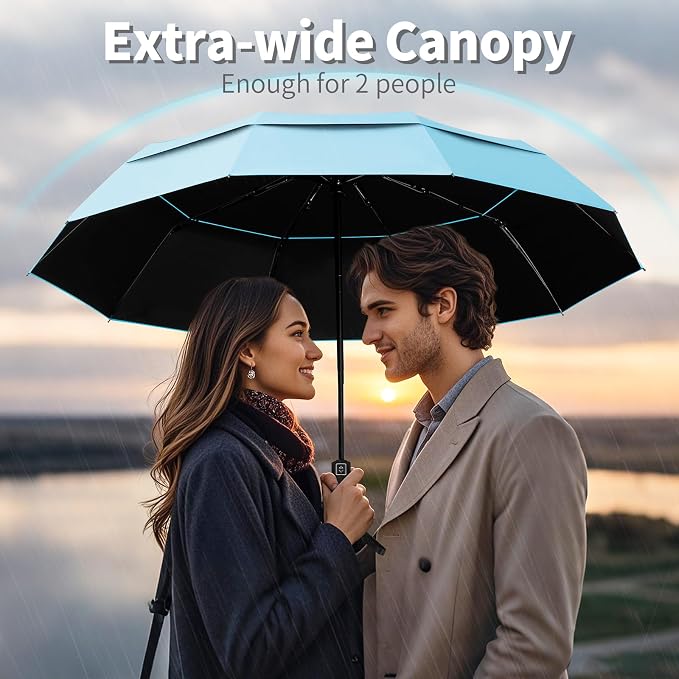 Seniny Windproof Travel Umbrella, Double Vented Canopy Large Umbrellas - Image 4