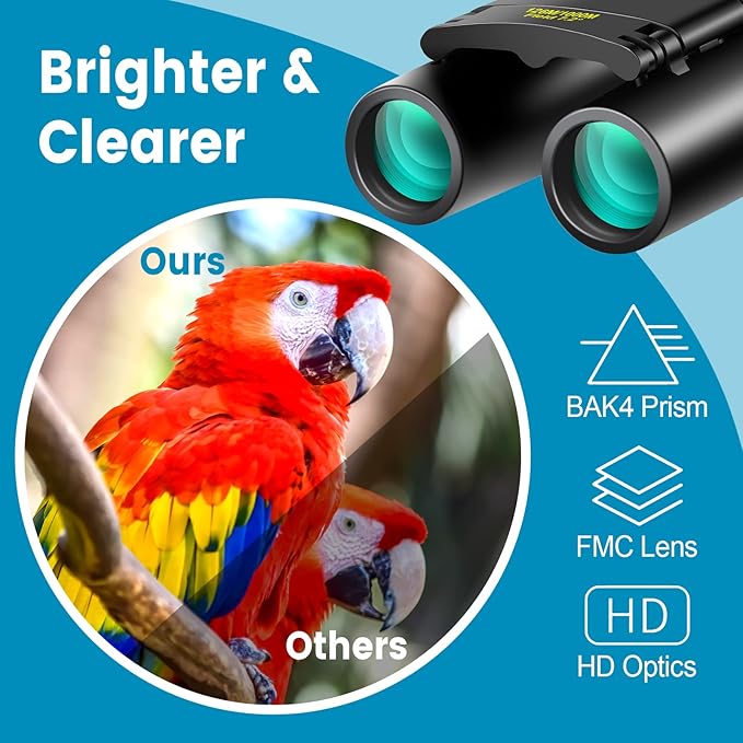 12X25 Mini Pocket Binoculars Compact, Small Lightweight Foldable - Image 3