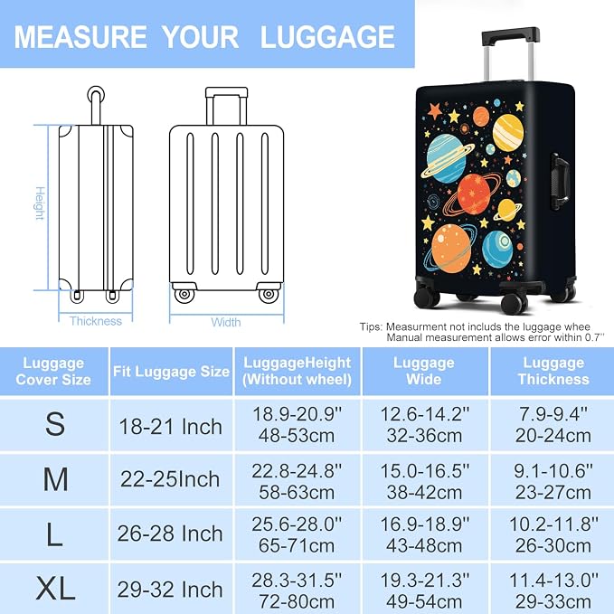 Planet Luggage Cover Washable Suitcase Protector Anti-Scratch, Stretchable Fit - Image 6