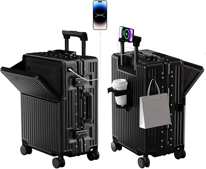 Zipperless Luggage, Polycarbonate Aluminum Hard Shell, Expandable Carry-On by cycyCarry