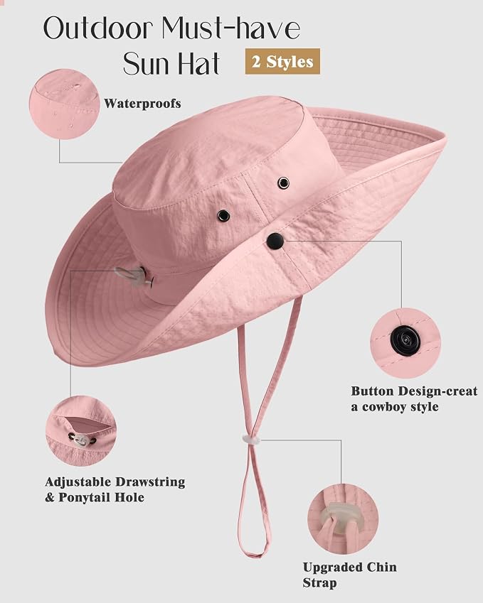 FURTALK Sun Hats for Women Ponytail UPF 50+ Beach Summer Hat Wide Brim Packable - Image 3