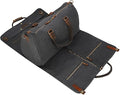 2 in 1 Canvas Leather Suit Luggage Garment Bag by CRUITBILI