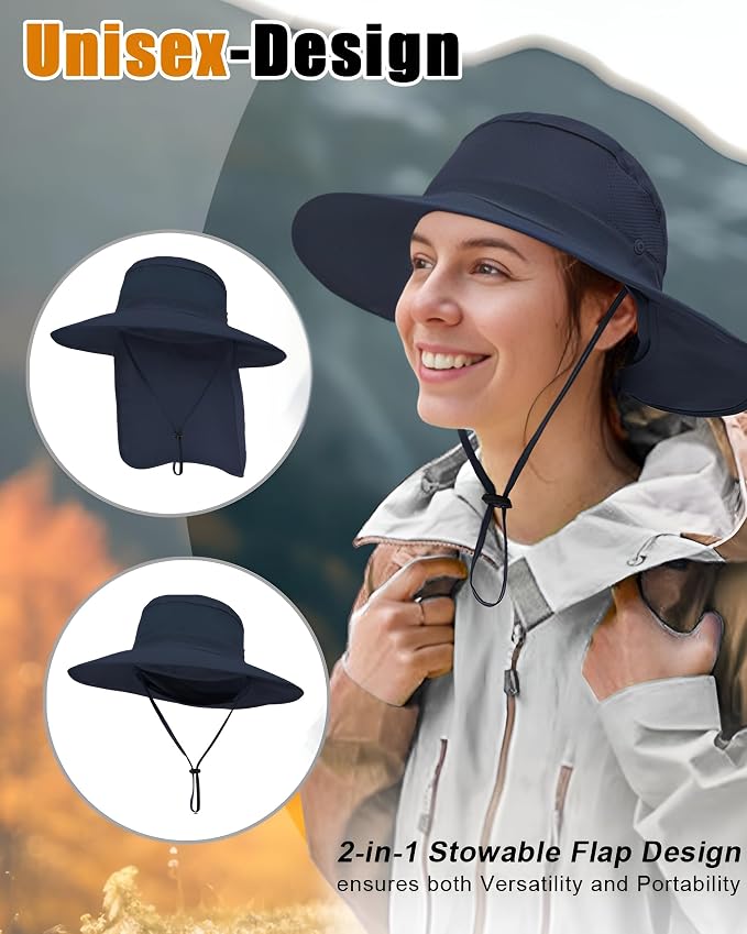 Outdoor Sun Hats with Stowable Neck Flap - Image 4