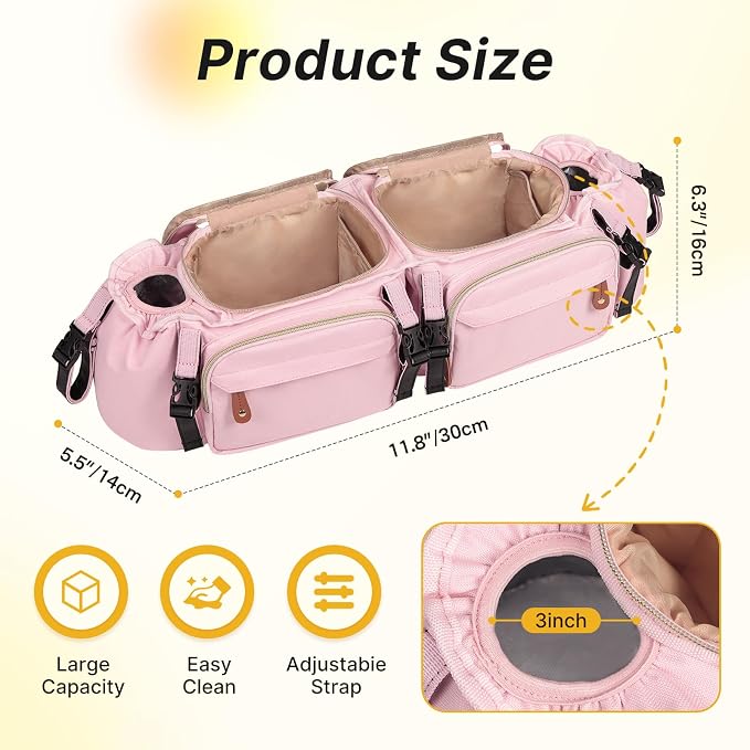 Double Stroller Organizer for Bob Duallie and Baby Jogger City Mini GT2 - Image 3