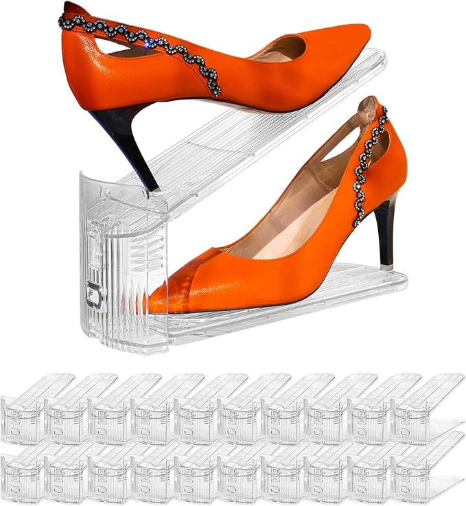 Shoe Slots Organizer, 50% Space-Saving Storage Rack Holder, Transparent by Yashong