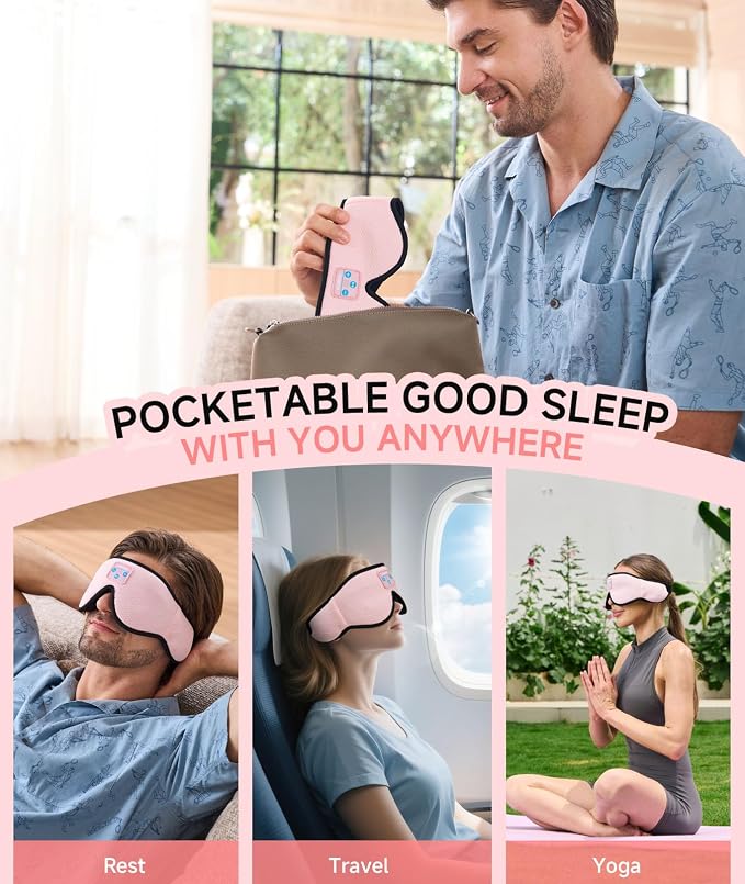 Voerou Sleep Headphones, 3D Wireless Bluetooth Eye Mask, Sleeping Headphones - Image 8