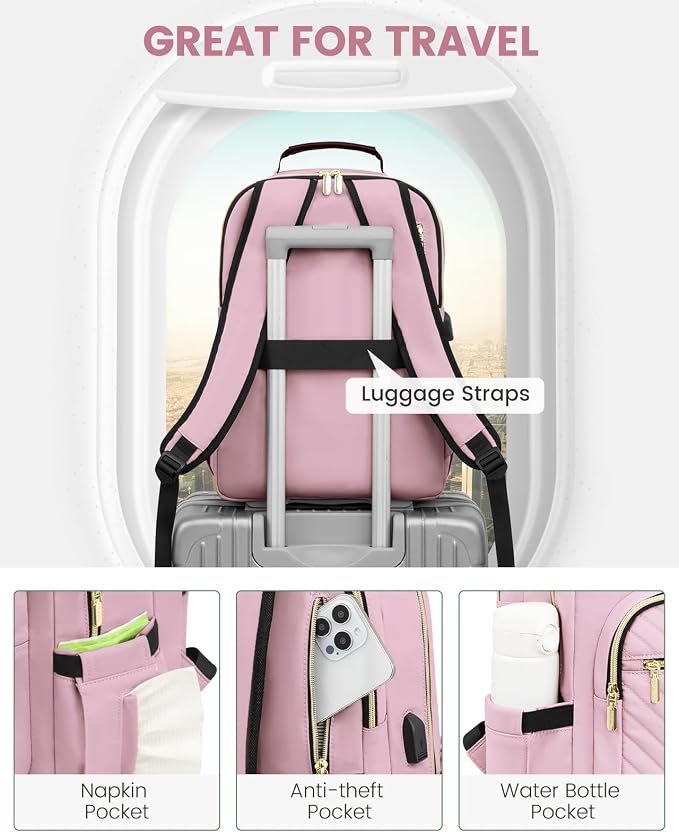 LOVEVOOK Laptop Backpack for Women, Travel Computer Work Bags - Image 4