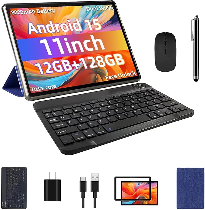 2025 Android 15 Tablet 11inch, Support Face Unlock, 18W Fast Charging, by COLORROOMKidsTablets