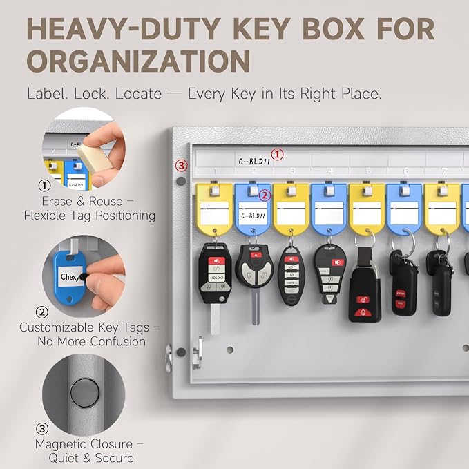 WeHere 16 Key Lock Box Wall Mount, APP Bluetooth/OTP/Wi-Fi/Fixed Code/Key Unlock - Image 3