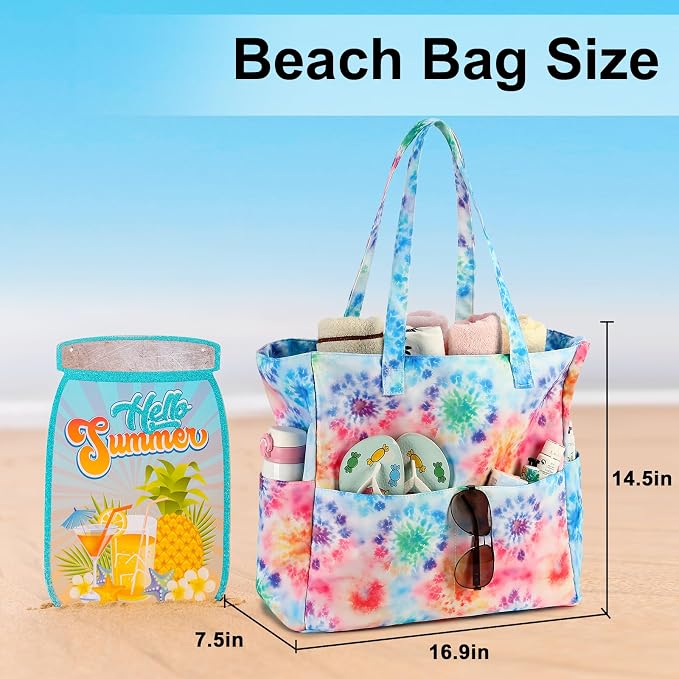 LEDAOU Beach Bag Waterproof Sandproof Women Tote Bag Pool Bag - Image 2