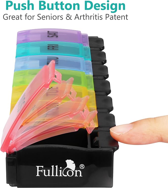 Fullicon Weekly Pill Box Organizer, 7 Day Tablet Boxes - Image 3