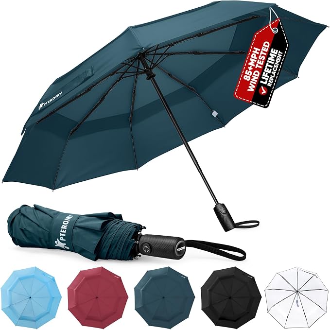 PTEROMY Windproof Compact Travel Umbrellas by PTEROMY